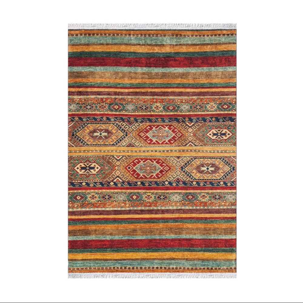 Boho Rug Turkish Cotton Blue Brown